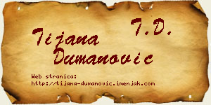Tijana Dumanović vizit kartica
